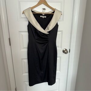Evan Picone Black and Cream Midi Dress